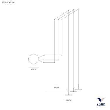 Mystery sospensione 3 luci 21w 3000k - 4000k Vivida international Lampade a sospensione